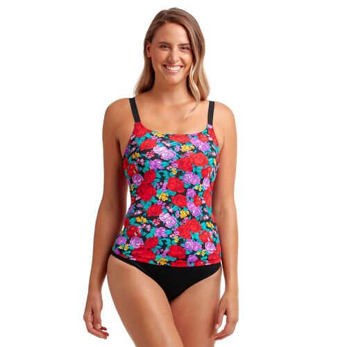 Funkita Women's Wild Roses Grow Scoop Neck Tankini Top, Women's Swimwear [Size: 10]
