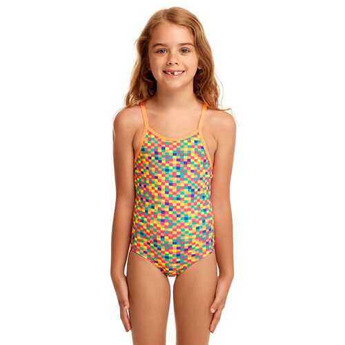 Funkita Square Stare Toddler Girls Printed One Piece Swimwear, Toddler Girls One Piece Swimwear [Size: 3]