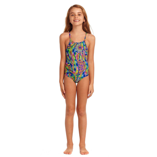 Funkita Spin The Bottle Toddler Girls Printed One Piece Swimwear, Toddler Girls One Piece Swimwear [Size: 3]