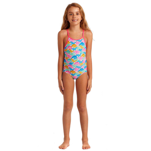 Funkita Minisaurus Toddler Girls Printed One Piece Swimwear, Toddler Girls One Piece Swimwear [Size: 3]