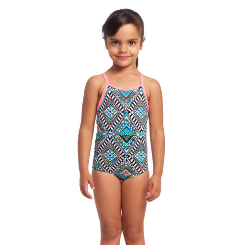 Funkita Weave Please Toddler Girls Printed One Piece Swimwear, Toddler Girls One Piece Swimwear [Size: 3]