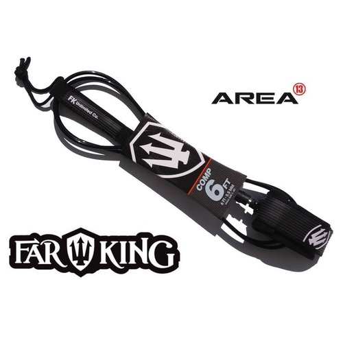 FAR KING 6ft COMP Surfboard Leg Rope / Surfboard Leash BLACK White Logo