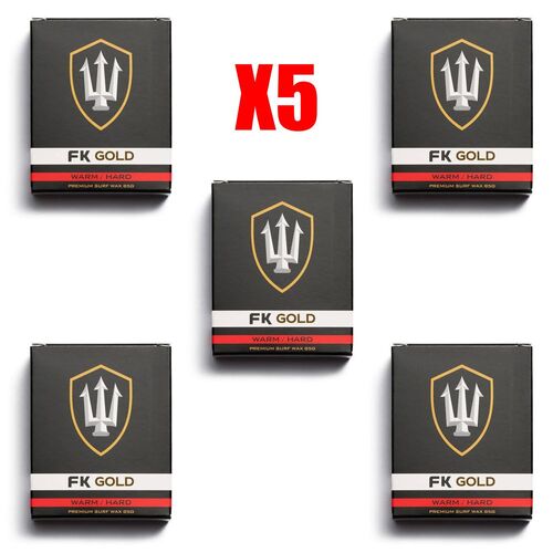 Far King Gold Surf Wax - 5 X 85 gr, Warm Hard Surfboard Wax, FK Surfing Wax, Stand Up Paddle Board Wax, FK Surf