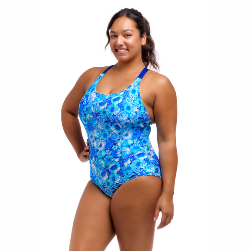 Funkita Women's Bloom Shakalaka  Brace Me Back One Piece Women's Swimwear, Ladies Swimsuit [Size: 10]