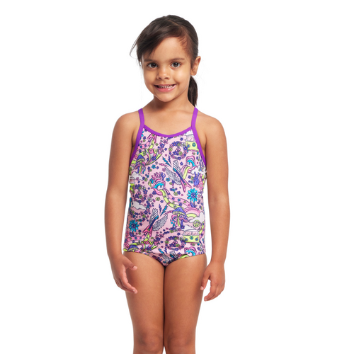 Funkita Donkey Doll ECO Toddler Girls Printed One Piece Swimwear, Toddler Girls One Piece Swimwear [Size: 3]