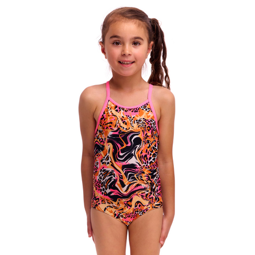 FunkitaTipsy Tiger ECO Toddler Girls Printed One Piece Swimwear, Toddler Girls One Piece Swimwear [Size: 5]