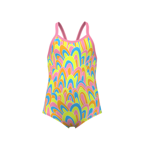 Funkita Hillary Puff ECO Toddler Girls Printed One Piece Swimwear, Toddler Girls One Piece Swimwear [Size: 4]