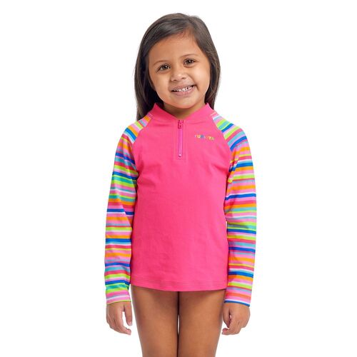 Funkita Toddler Girls Join the Line ECO Zippy Rash Vest, Toddler Girls Suntop [Size: 3]
