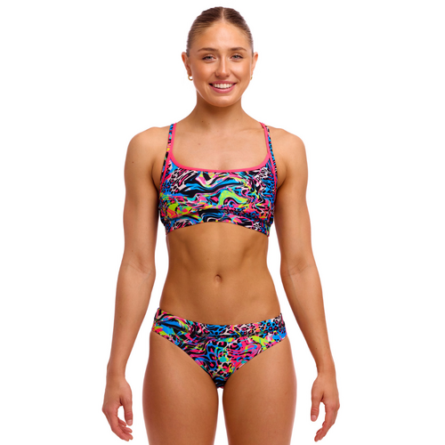 Funkita Women's Lolly Leopard ECO Sports Bikini Two Piece Swimwear,  Ladies Two Piece Swimsuit [Size: 8]