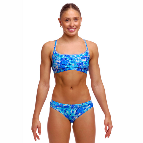 Funkita Women's Bloom Shakalaka ECO Sports Bikini Two Piece Swimwear,  Ladies Two Piece Swimsuit [Size: 10]