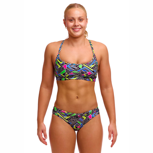 Funkita Women's Bits Of Peace ECO Sports Bikini Two Piece Swimwear,  Ladies Two Piece Swimsuit [Size: 8]