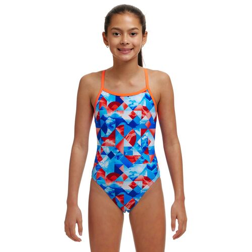 Funkita Girls 	Big Swell ECO Single Strap One Piece Swimwear, Girls Full Piece Swimsuit [Size: 8]