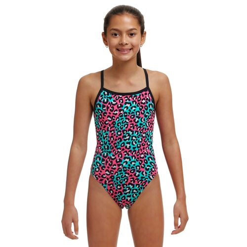 Funkita Girls Little Wild Things ECO Single Strap One Piece Swimwear, Girls Full Piece Swimsuit [Size: 14]