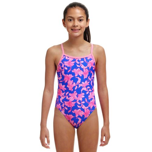 Funkita Girls Perfect Petal ECO Single Strap One Piece Swimwear, Girls Full Piece Swimsuit [Size: 14]