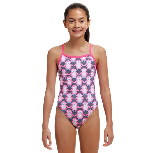 Funkita Girls Pen Guy ECO Single Strap One Piece Swimwear, Girls Full Piece Swimsuit [Size: 14]