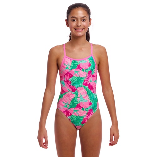 Funkita Girls Tropic Palm ECO Single Strap One Piece Swimwear, Girls Full Piece Swimsuit [Size: 12]