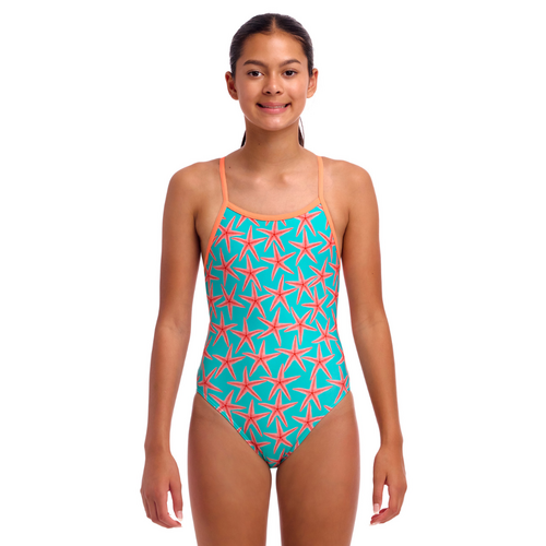 Funkita Girls Star Party ECO Single Strap One Piece Swimwear, Girls Full Piece Swimsuit [Size: 8]