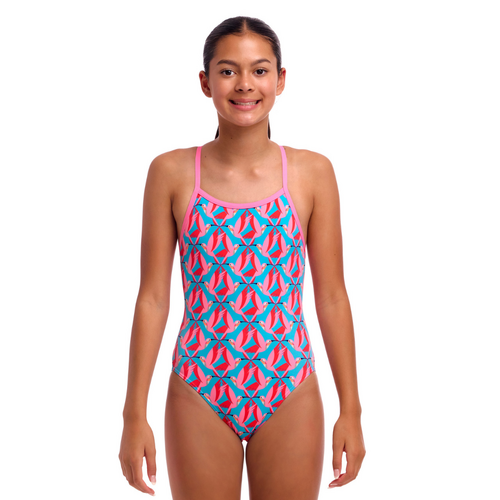 Funkita Girls Hummy Bunny ECO Single Strap One Piece Swimwear, Girls Full Piece Swimsuit [Size: 8]