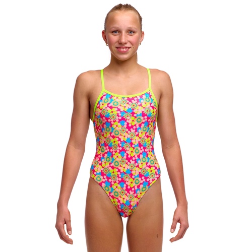 Funkita Girls Flow Blow ECO Single Strap One Piece Swimwear, Girls Full Piece Swimsuit [Size: 8]