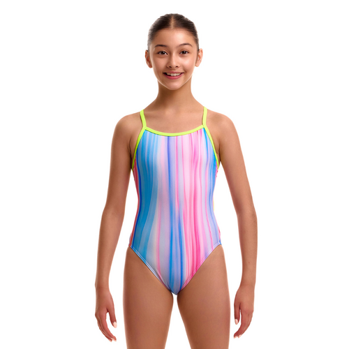 Funkita Girls Curtain Call ECO Single Strap One Piece Swimwear, Girls Full Piece Swimsuit [Size: 8]