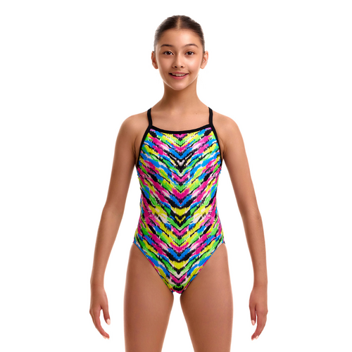 Funkita Girls Happy Hide ECO Single Strap One Piece Swimwear, Girls Full Piece Swimsuit  [Size: 10]