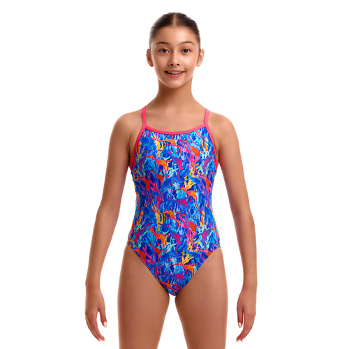 Funkita Girls	Dragons Den ECO Single Strap One Piece Swimwear, Girls Full Piece Swimsuit [Size: 10]