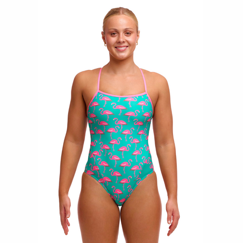 Funkita Go Flamingo! ECO Single Strap One Piece Women's Swimwear, Ladies Swimsuit [Size: 8]