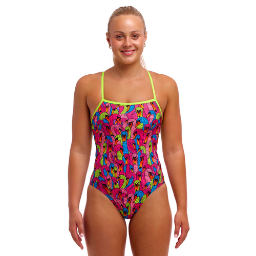 Funkita Swan City ECO Single Strap One Piece Women's Swimwear, Ladies Swimsuit [Size: 8]