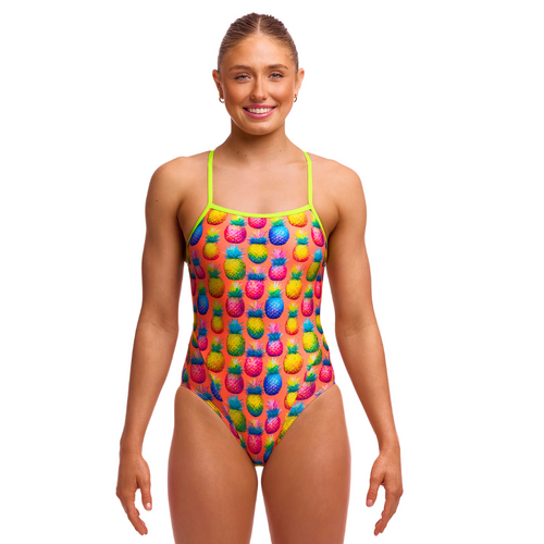 Funkita Pinky Piney ECO Single Strap One Piece Women's Swimwear, Ladies Swimsuit [Size: 8]
