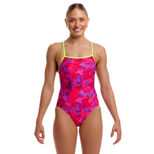 Funkita Try Pink ECO Single Strap One Piece Women's Swimwear, Ladies Swimsuit [Size: 8]