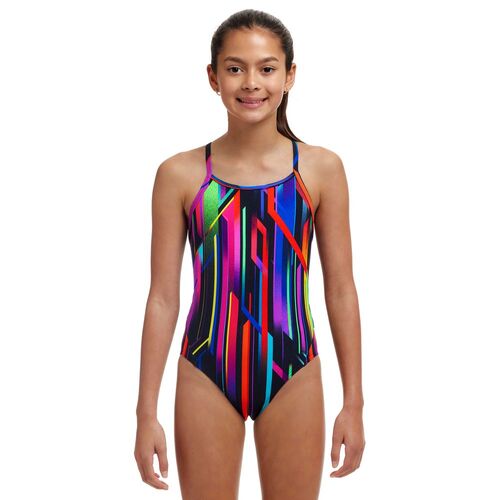 Funkita Girls Baby Beamer ECO Diamond Back One Piece Swimwear, Girls Full Piece Swimsuit [Size: 10]