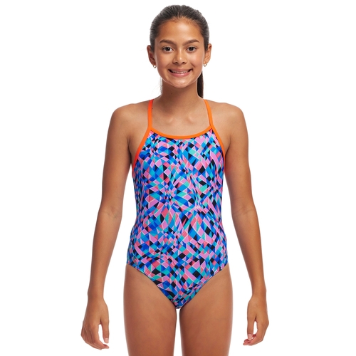 Funkita Girls Warp Tour ECO Diamond Back One Piece Swimwear, Girls Full Piece Swimsuit [Size: 10]