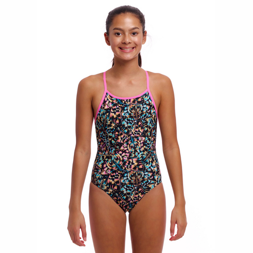 Funkita Girls Copper Cluster ECO Diamond Back One Piece Swimwear, Girls Full Piece Swimsuit [Size: 8]