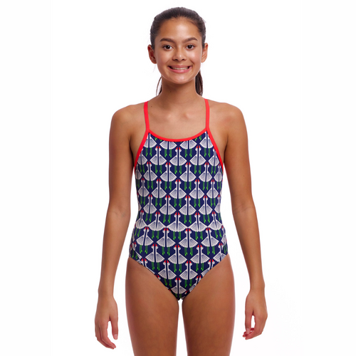 Funkita Girls Sitting Duck ECO Diamond Back One Piece Swimwear, Girls Full Piece Swimsuit [Size: 8]