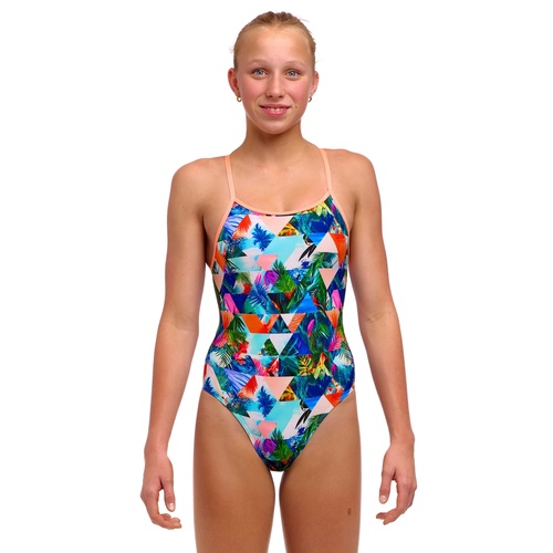 Funkita Girls 	Palm Prism ECO Diamond Back One Piece Swimwear, Girls Full Piece Swimsuit [Size: 8]