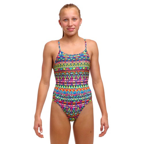 Funkita Girls Packed Up ECO Diamond Back One Piece Swimwear, Girls Full Piece Swimsuit [Size: 8]