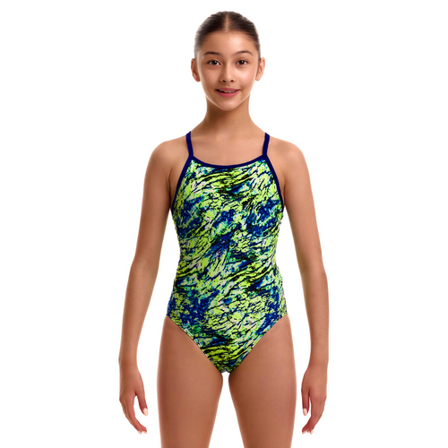 Funkita Girls Scaled Back ECO Diamond Back One Piece Swimwear, Girls Full Piece Swimsuit [Size: 8]