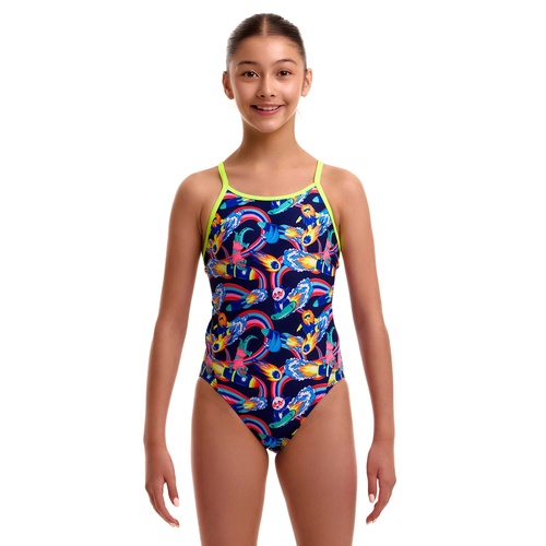 Funkita Girls Blast Buddies ECO Diamond Back One Piece Swimwear, Girls Full Piece Swimsuit [Size: 8]