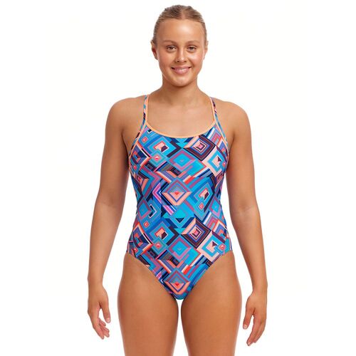 Funkita Women's Boxed Up ECO Diamond Back One Piece Swimwear, Women's Swimsuit [Size: 8]