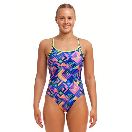 Funkita Women's Be Square ECO Diamond Back One Piece Swimwear, Women's Swimsuit [Size: 14]