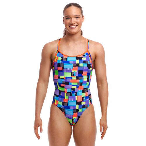 Funkita Women's Chip Set ECO Diamond Back One Piece Swimwear, Women's Swimsuit [Size: 14]
