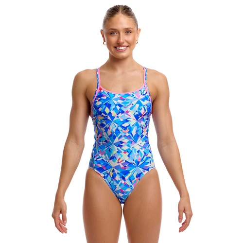 Funkita Women's ECO Diamond Back One Piece Swimwear, Women's Swimsuit - Crystal Mess [Size: 8]