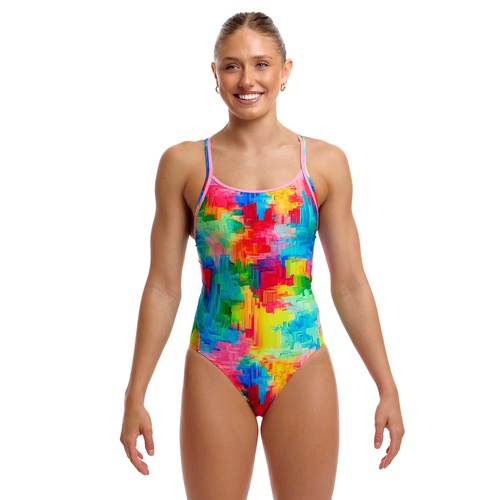 Funkita Women's ECO Diamond Back One Piece Swimwear, Women's Swimsuit - Falling Colours [Size: 10]