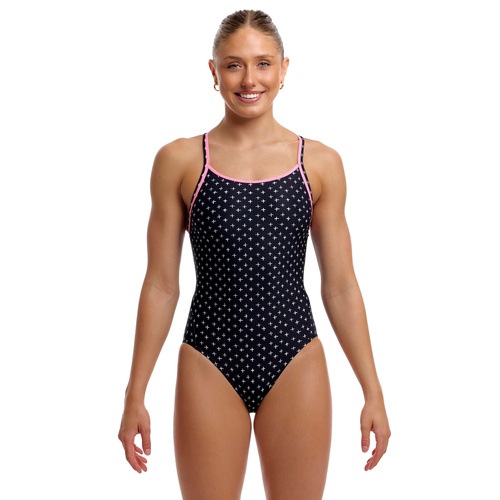 Funkita Women's ECO Diamond Back One Piece Swimwear, Women's Swimsuit - Be Positive [Size: 8]