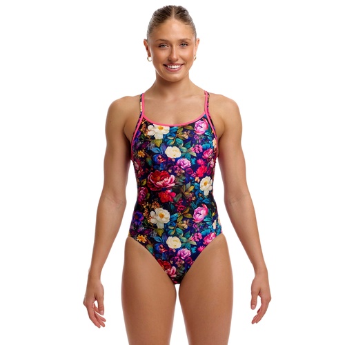 Funkita Women's ECO Diamond Back One Piece Swimwear, Women's Swimsuit - Bed Of Roses [Size: 10]