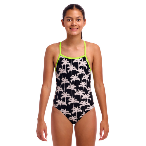 Funkita Girls Palm Night ECO Strapped In One Piece Swimwear, Girls One Piece Swimsuit [Size: 10]