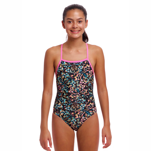 Funkita Girls Copper Cluster ECO Strapped In One Piece Swimwear, Girls One Piece Swimsuit [Size: 10]