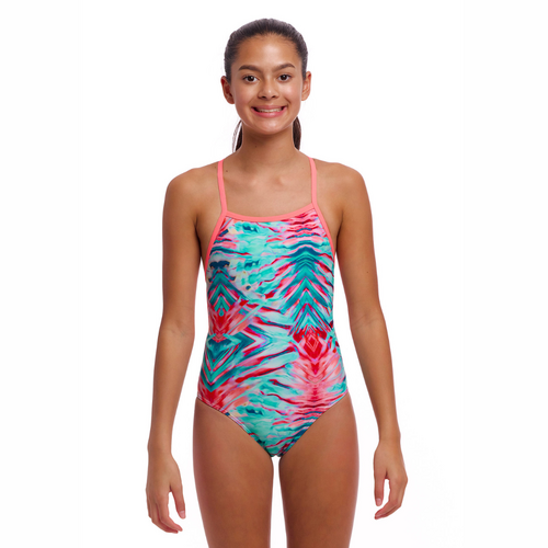 Funkita Girls Ripple Reflect ECO Strapped In One Piece Swimwear, Girls One Piece Swimsuit [Size: 10]