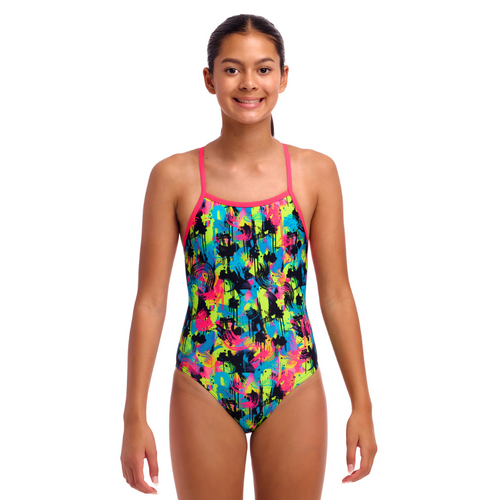 Funkita Girls Blotchy Babe ECO Strapped In One Piece Swimwear, Girls One Piece Swimsuit [Size: 10]
