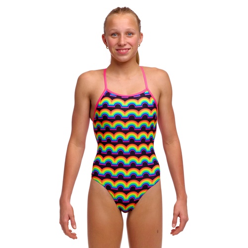 Funkita Girls Rainbowie ECO Strapped In One Piece Swimwear, Girls One Piece Swimsuit [Size: 10]